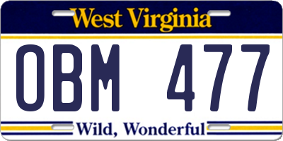 WV license plate OBM477