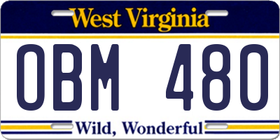 WV license plate OBM480