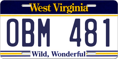 WV license plate OBM481