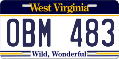 WV license plate OBM483