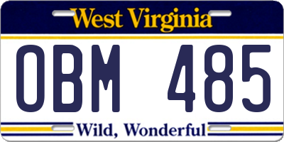 WV license plate OBM485