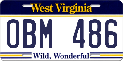 WV license plate OBM486
