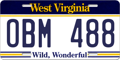 WV license plate OBM488