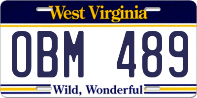 WV license plate OBM489