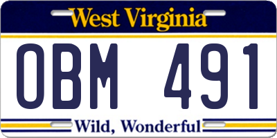 WV license plate OBM491