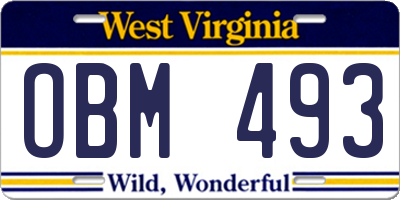 WV license plate OBM493