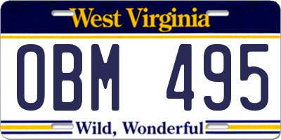 WV license plate OBM495