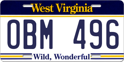 WV license plate OBM496