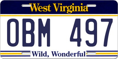 WV license plate OBM497