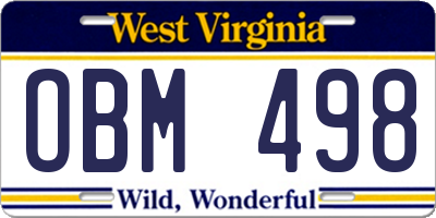WV license plate OBM498