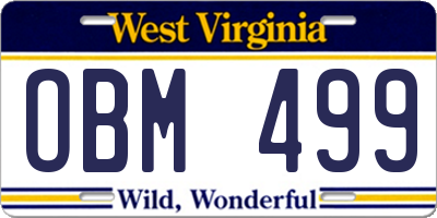 WV license plate OBM499