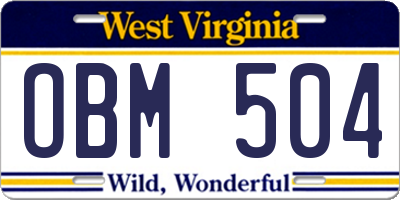 WV license plate OBM504