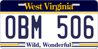 WV license plate OBM506