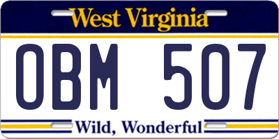 WV license plate OBM507