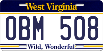 WV license plate OBM508
