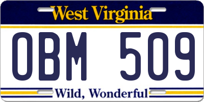 WV license plate OBM509