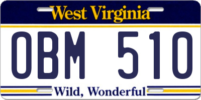 WV license plate OBM510