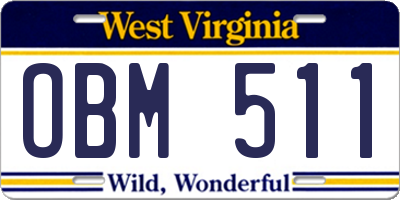 WV license plate OBM511