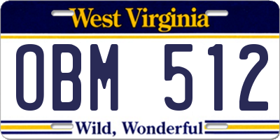 WV license plate OBM512