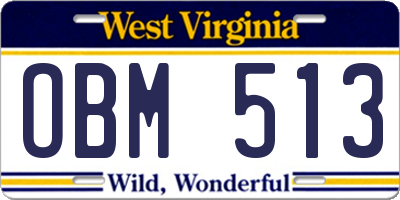 WV license plate OBM513