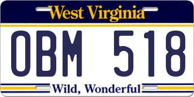 WV license plate OBM518