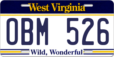 WV license plate OBM526