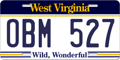 WV license plate OBM527