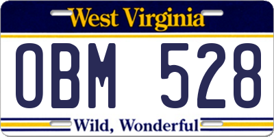 WV license plate OBM528