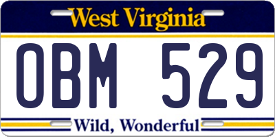 WV license plate OBM529