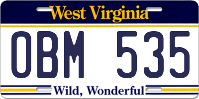 WV license plate OBM535