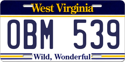 WV license plate OBM539