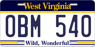 WV license plate OBM540
