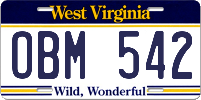 WV license plate OBM542