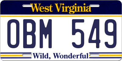 WV license plate OBM549