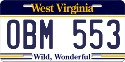 WV license plate OBM553