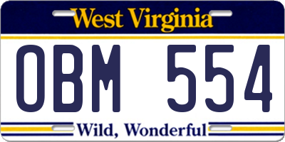 WV license plate OBM554