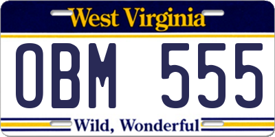 WV license plate OBM555