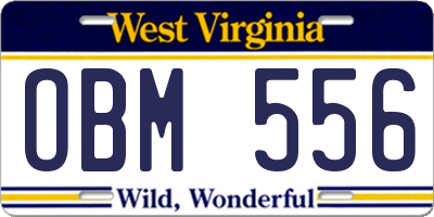WV license plate OBM556