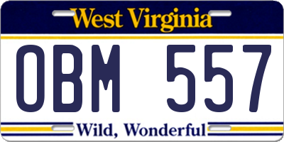 WV license plate OBM557