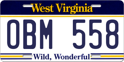 WV license plate OBM558