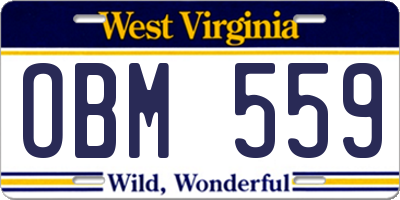WV license plate OBM559