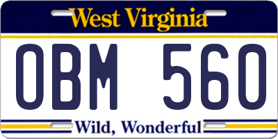 WV license plate OBM560