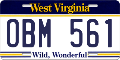 WV license plate OBM561