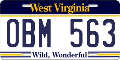 WV license plate OBM563