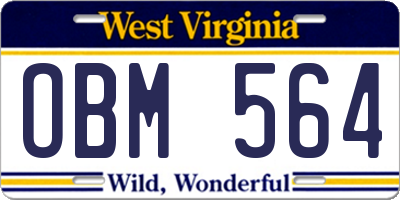 WV license plate OBM564