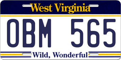 WV license plate OBM565
