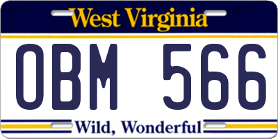 WV license plate OBM566