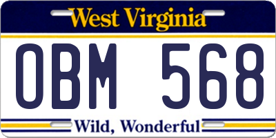 WV license plate OBM568