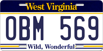 WV license plate OBM569