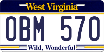 WV license plate OBM570